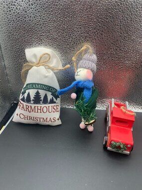 Lot of 3 Christmas Assorted Holiday Ornaments SELLING AS IS